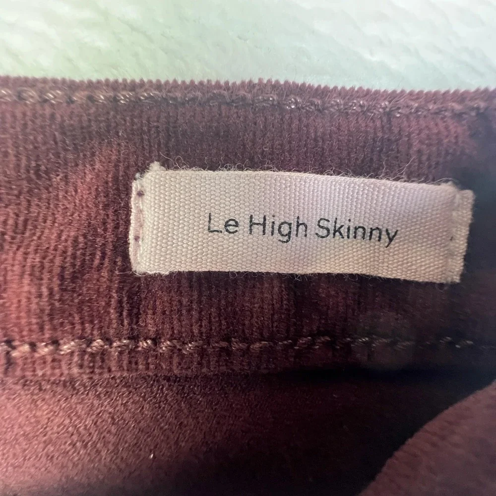 Frame Jeans‎ Womens 25 Dark Red Le High Skinny Corduroy High Rise Ankle Slim - Picture 5 of 10